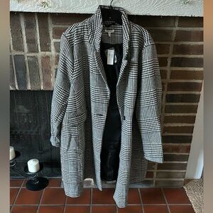 Womens Plus Size Maurice’s PeaCoat, 0X, Houndstooth, Black/White